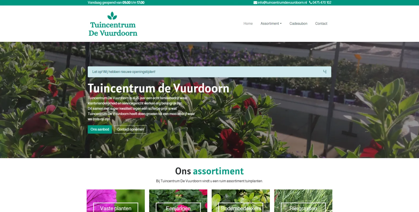 Webshop voor Tuincentrum de Vuurdoorn, gebouwd door Vimonto